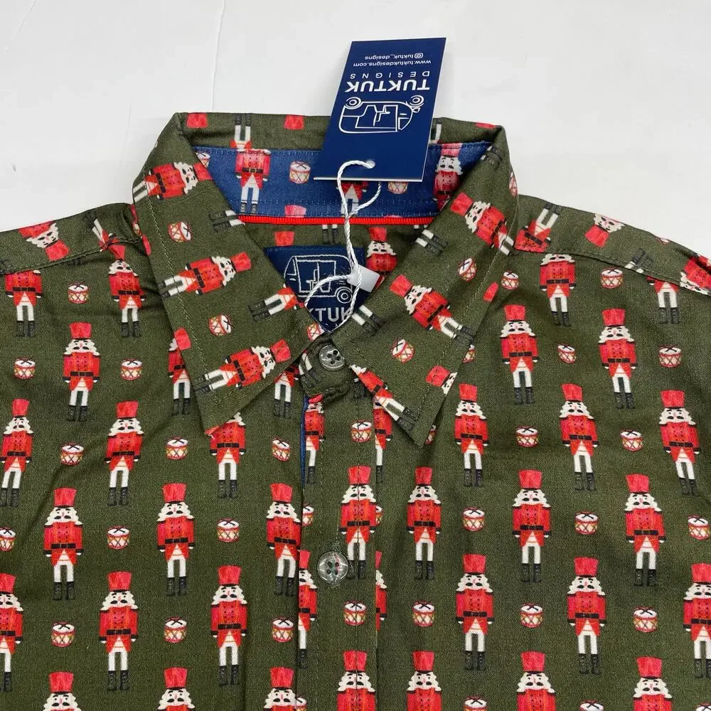 NWT TukTuk Designs 7-8Y Green Nutcracker Button Up